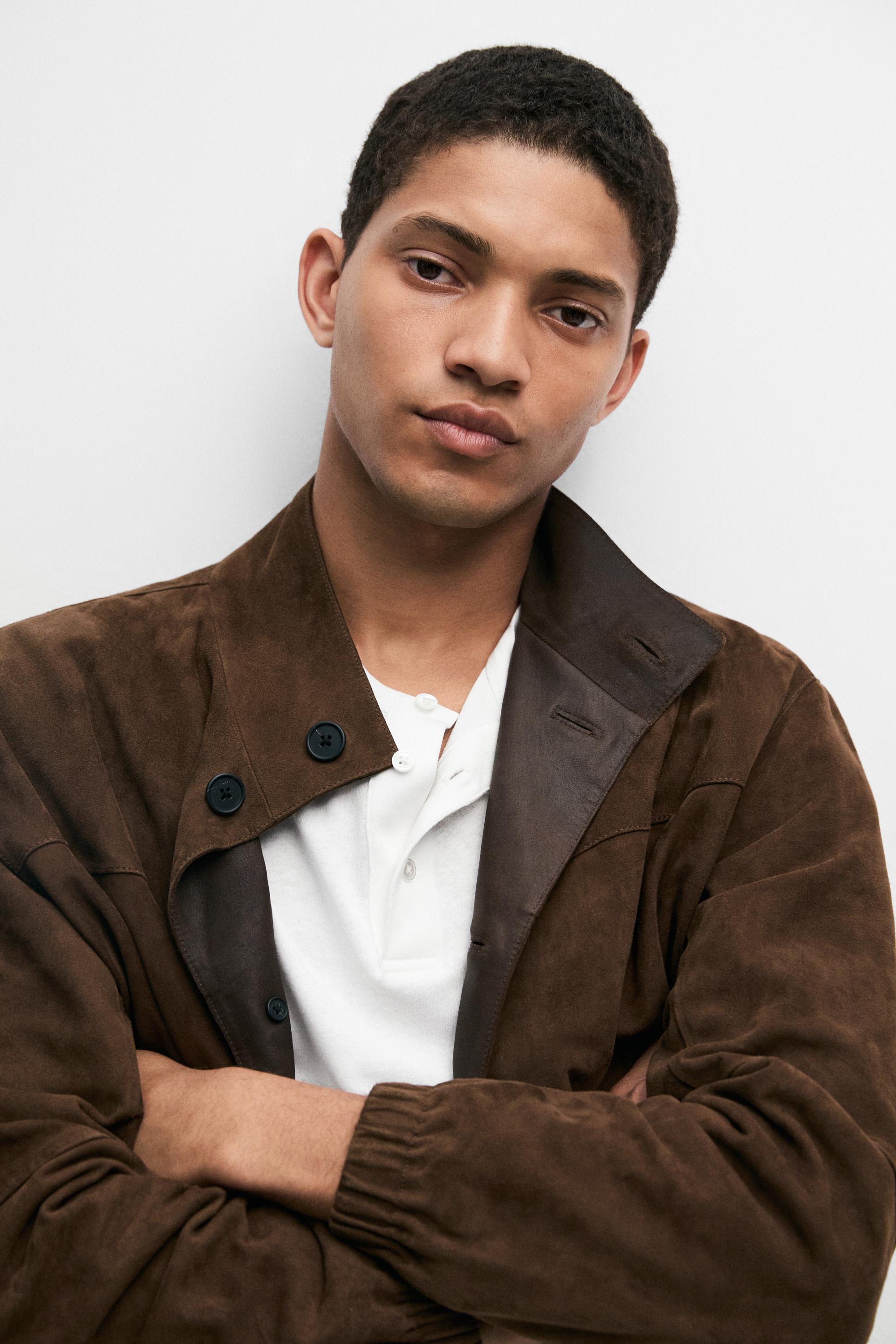 Blouson en cuir et daim
